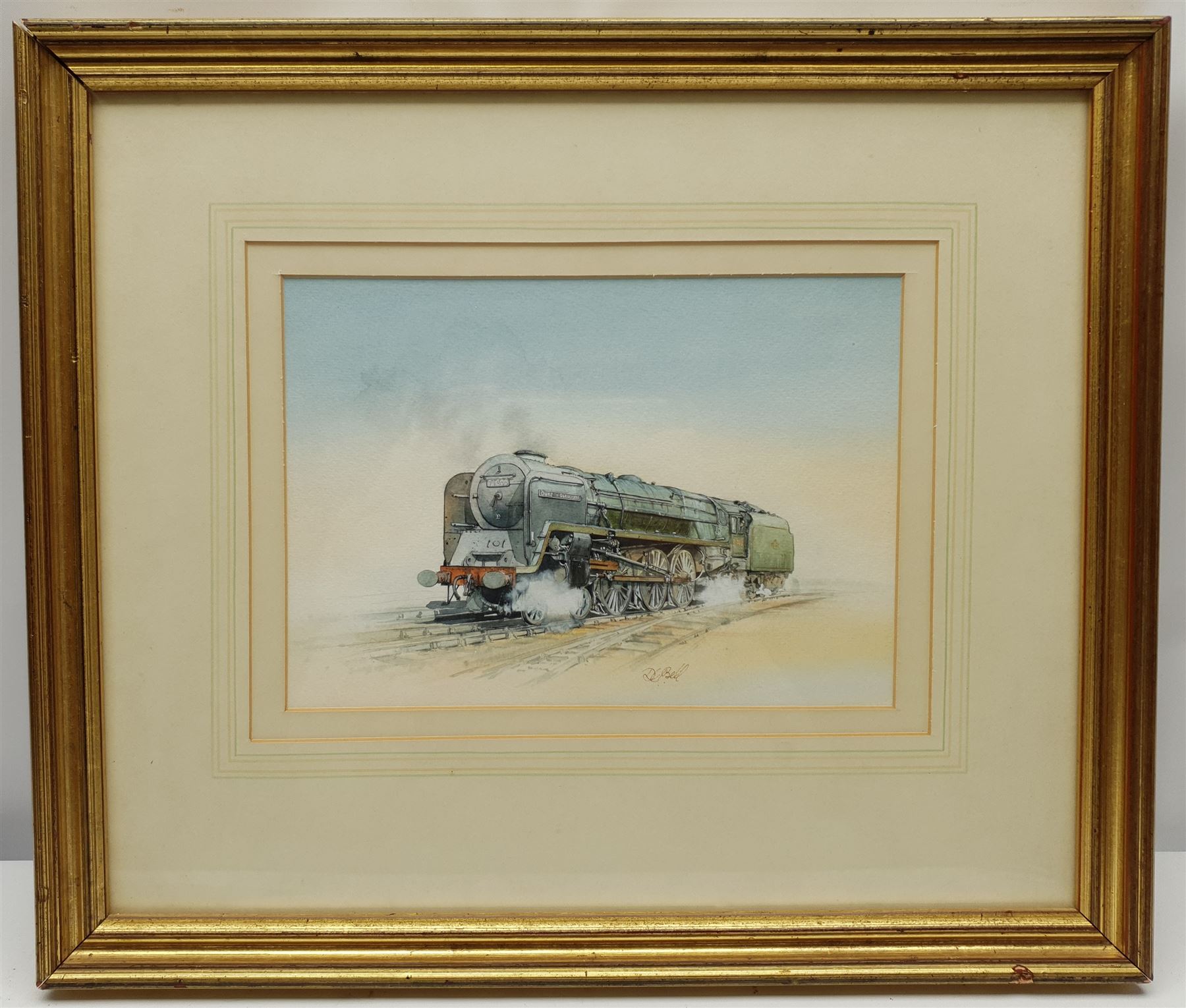 David C Bell (British 1950-): 'Duke of Gloucester' Locomotive 71000, watercolour signed 18cm x 25cm