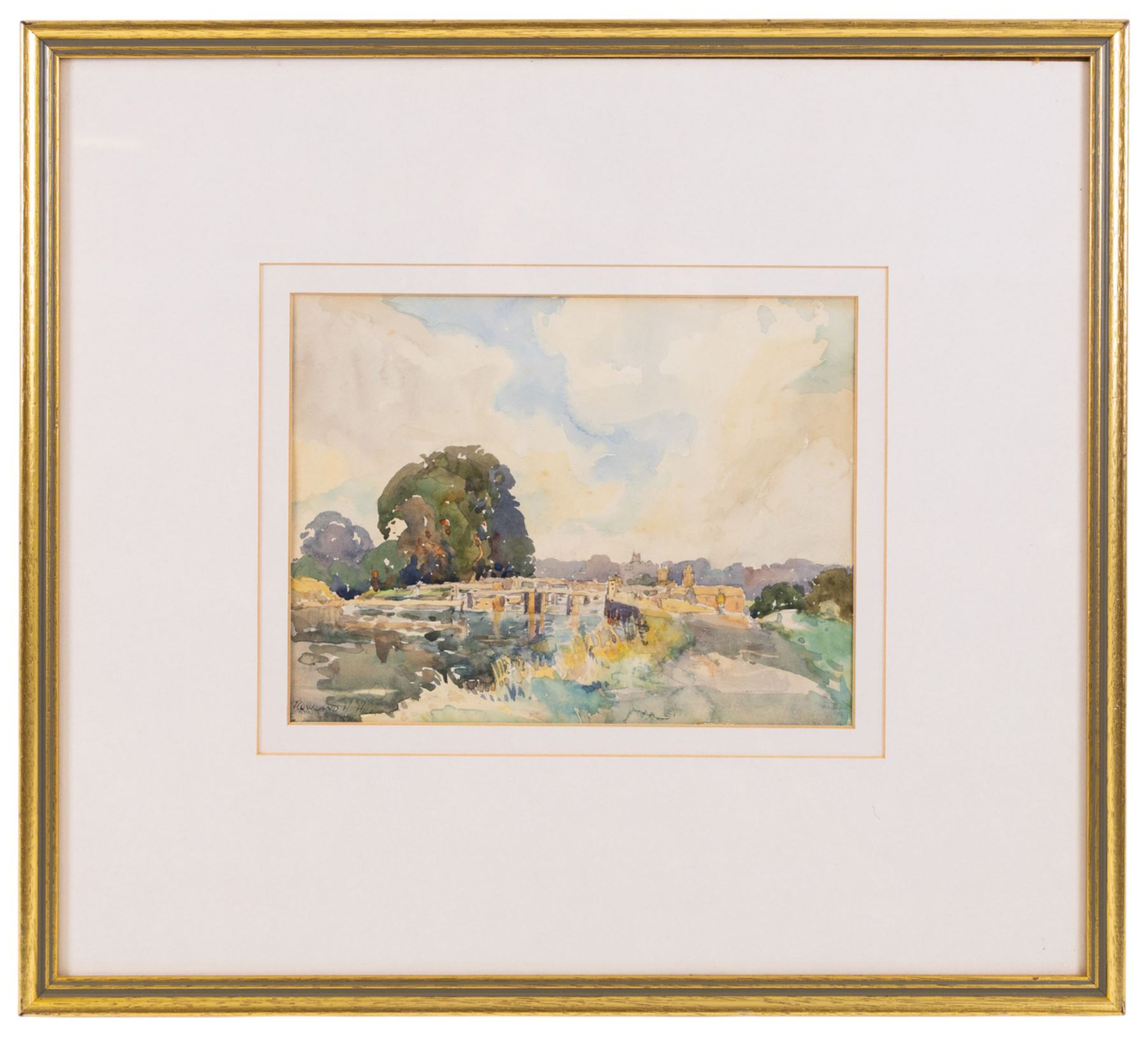 Rowland H Hill (Early 20th century): The Lock, watercolour signed 18cm x 24cm