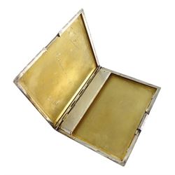 Silver cigarette case, engine turned decoration, PAT No. 353934/3 by Cohen & Charles, London 1932, approx 5.4oz