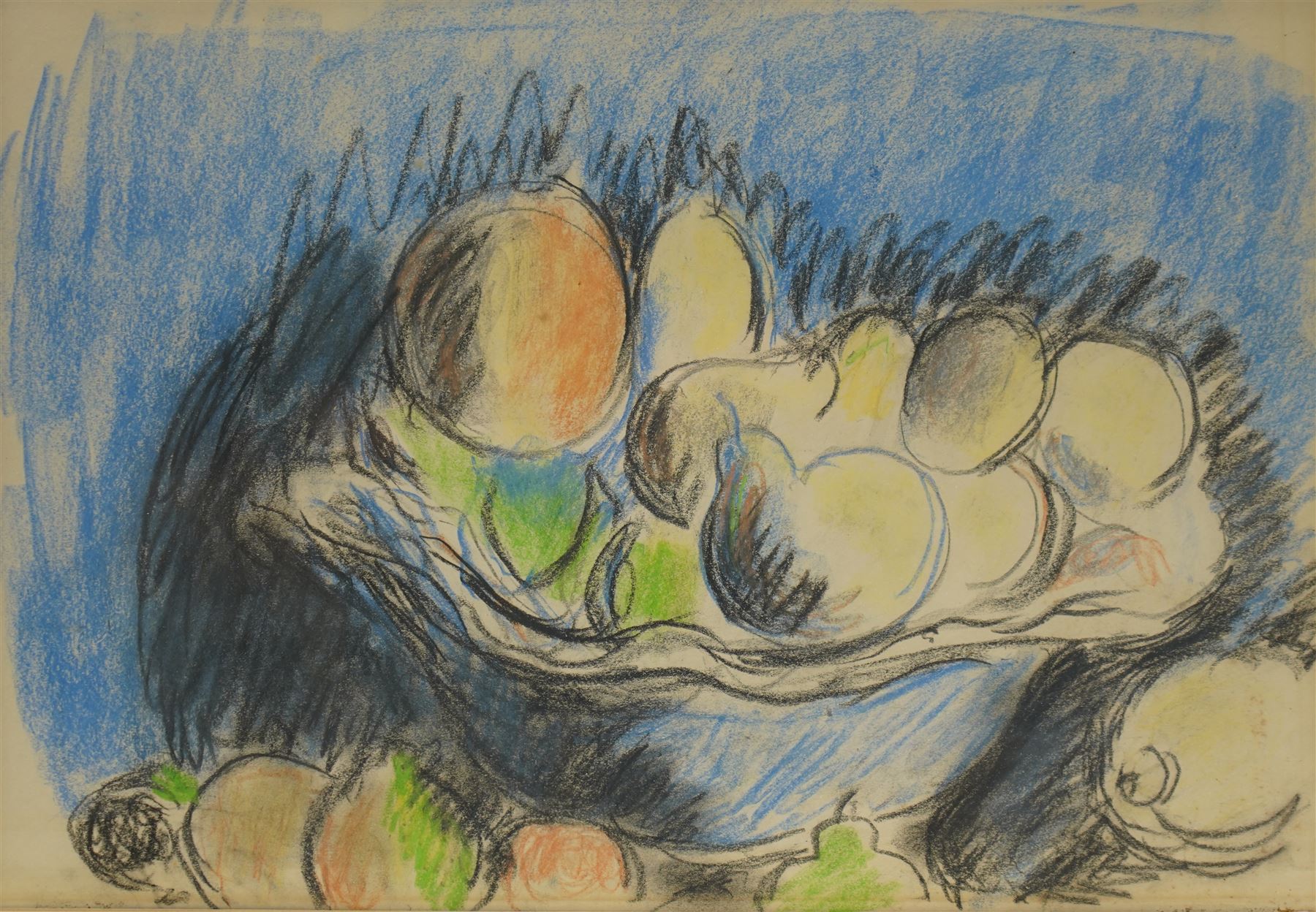 Sir Matthew Smith (British 1879-1959): 'Still Life with Fruit in a Bowl', coloured crayon and pastel unsigned, titled and dated c.1930 on gallery labels verso 34cm x 49cm
Provenance: exh. Browse & Darby, Cork Street, London