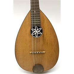 Melody-Uke four-string ukelele banjo, makers plaque to head stock L59cm; and Italian eight-string lute-back mandolin with mahogany stained segmented maple back and spruce top L59cm (2)