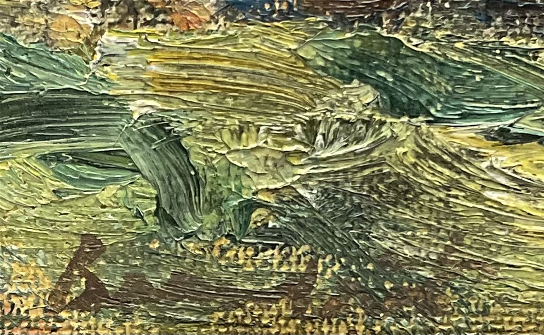 Reginald Grange Brundrit RA, ROI (British 1883-1960): 'Catton', oil on panel signed, titled verso with artist's address label 25cm x 35cm
Provenance: exh. Royal Academy 1952, Cat. No. 815, label verso