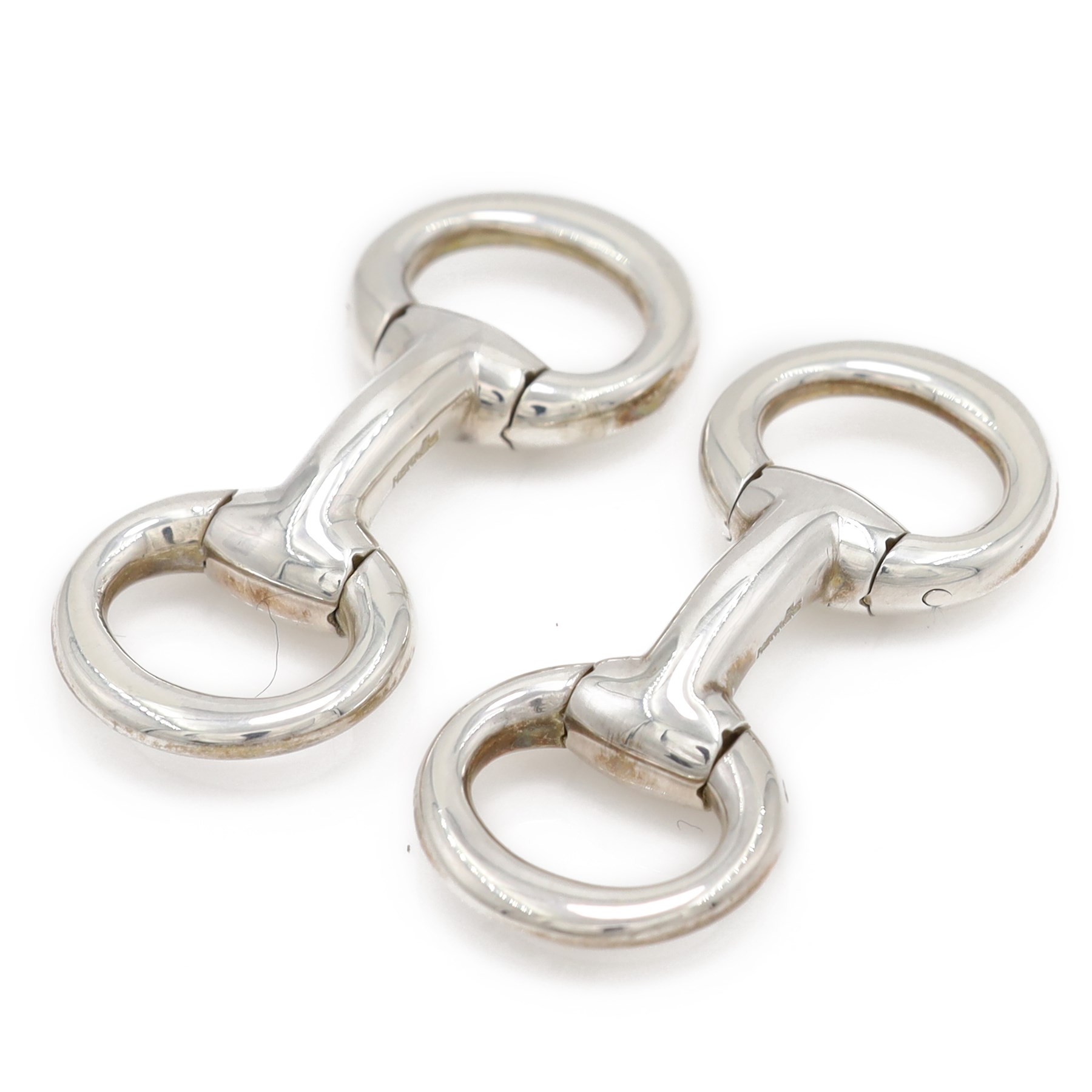 Hermès Nausicaa pair of silver cufflinks, French assay mark, boxed