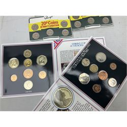 Coins and sets, including Queen Victoria 1890 crown in loose silver mount, The Royal Mint United Kingdom 2005 proof coin collection in red case without certificate, various coin covers, UK 1983 uncirculated coin collection in card folder etc