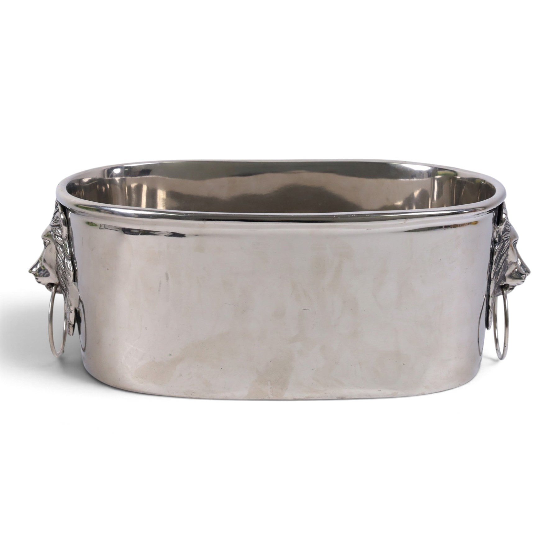 Contemporary ice bucket with lion mask handles, H16cm, L40cm