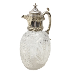 Late Victorian silver mounted cut crystal claret jug, by Atkin Brothers, London 1900, H26cm  