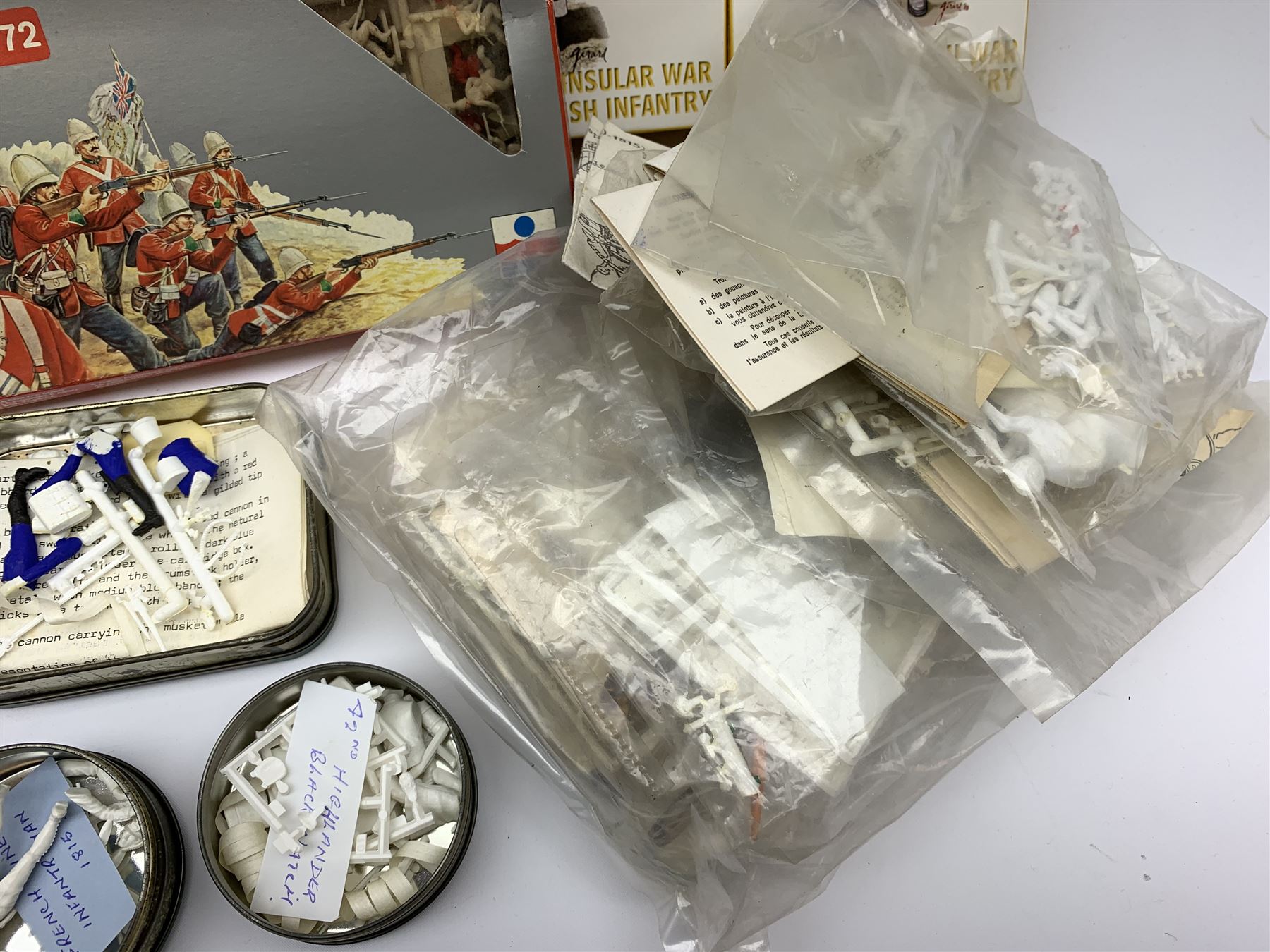 Various makers plastic model kits of soldiers - seven by Esci, two by Italeri, two by Hat and one by Zvezda, all boxed; together with others by Historex etc, some in original packs and some unboxed; together with a quantity of plastic parts