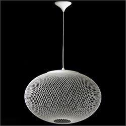 Moooi - NR2 pendant light, circular openwork shade formed from fine white threads in a com...