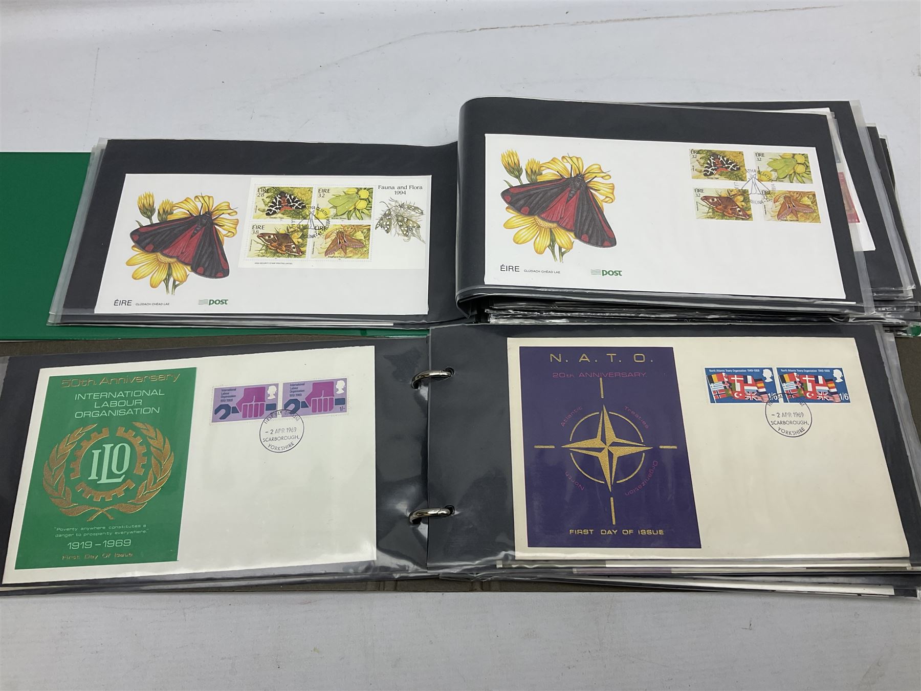 Stamps including Ilse of Man, Guernsey, Jersey and Great British first day covers, some with special postmarks, various air mail items etc, housed in fifteen albums / folders, in one box