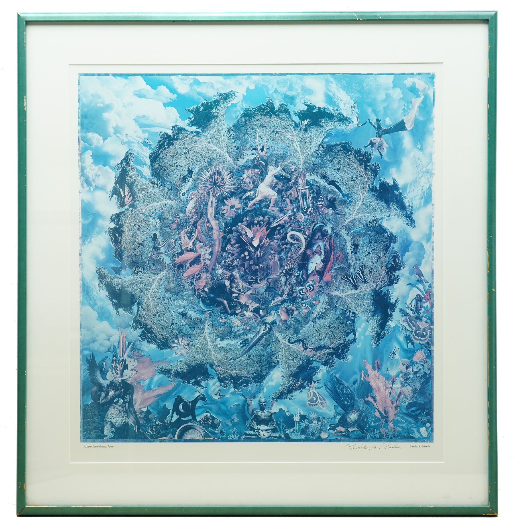 Bradley A TePaske (American 20th century): 'Aphrodite's Green Moon', colour print signed in pen 55cm x 52cm