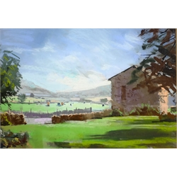 Christopher John Assheton-Stones (British 1947-1999): Dales Landscape, pastel unsigned 34cm x 50cm