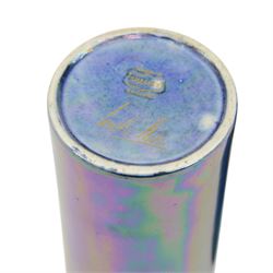 Pair of Walter Slater for Shelley lustre vases of cylindrical form decorated with the Rich Butterfly pattern, H21cm