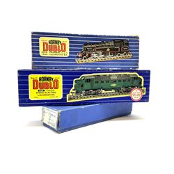 Hornby Dublo - three-rail Deltic Type Co-Co Diesel Electric locomotive with instructions and guarantee; 4MT Standard 2-6-4 Tank locomotive No.80054; both in blue striped boxes; and A4 Class 4-6-2 locomotive 'Silver King' in green gloss with medium blue box (3)