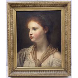 James George (British fl.1826-1838): Portrait of a Young Girl, oil on canvas signed indistinctly titled and dated 39cm x 31cm 
Notes: J George is listed as having exhibited at the Royal Academy and Suffolk Street Gallery.