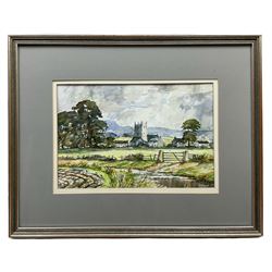 Ken Johnson (British 20th century): 'Lincolnshire Landscape - Tetford', watercolour unsigned, signed and titled verso 23cm x 34cm