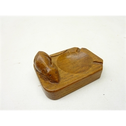  'Mouseman' oak ashtray, by Robert Thompson of Kilburn, L10.5cm  