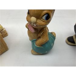 Extensive collection of Pendelfin rabbits and stands, to include Betsy Barge, Fruit Shop, Uncle Soames, Event Piece etc, many with original boxes 