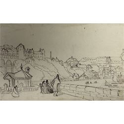 William Rawson (British exh.1913-1914): 'Scarborough Castle', aquatint signed and titled in pencil 28cm x 21cm; 'Scarborough', mid 19th century pen and ink; 'Proposed Buildings South Cliff Scarborough' & 'Knaresborough', two engravings (unframed) (4)