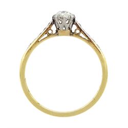 Early 20th century single stone old cut diamond ring, with diamond set shoulders, principle diamond approx 0.30 carat