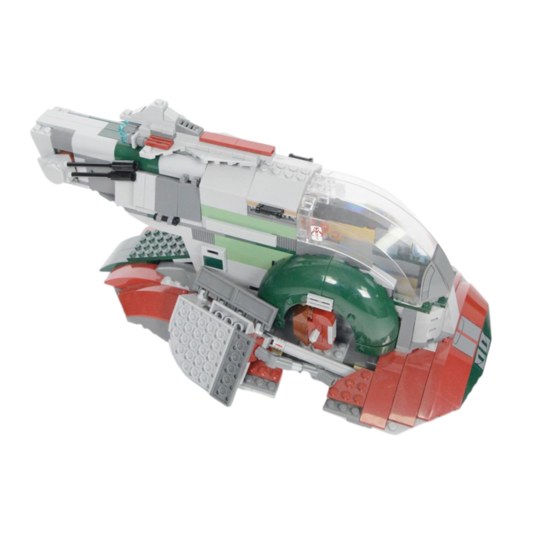 Three Lego Star Wars models, comprising Slave I no. 8097, midi-scale Imperial Star Destroyer no. 8099 and General Grievous Starfighter no. 8095, all built with instructions 