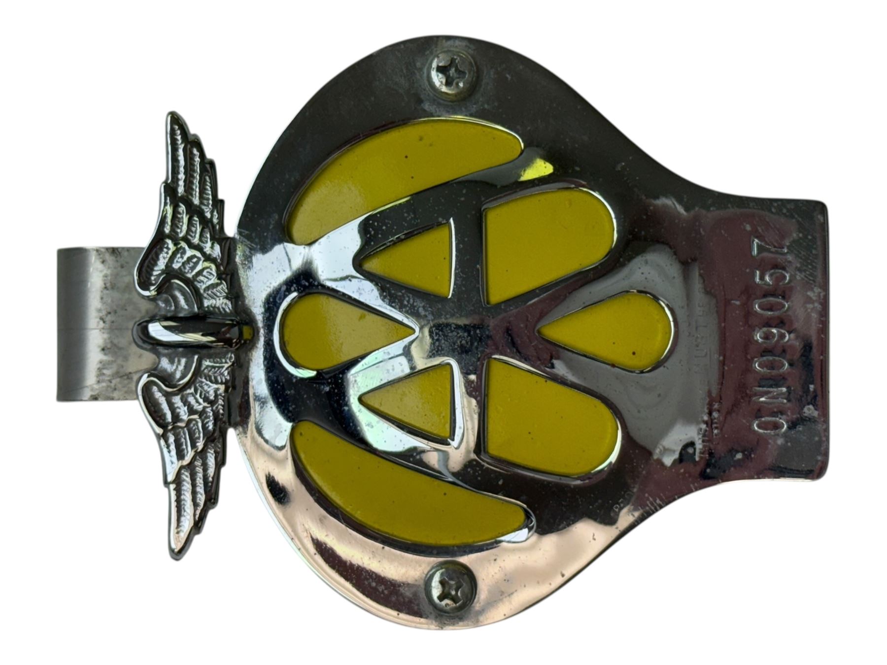 Steering wheel with E-Type Jaguar badge, AA badge, RAC badge and Lotus gearstick top