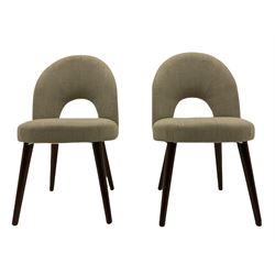 Bentley Designs - Premier collection 'Oslo' contemporary walnut extending dining table and six chairs upholstered in steel grey fabric. 