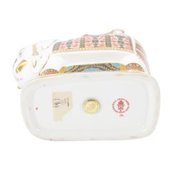 Royal Crown Derby paperweight, large Imari Elephant, decorated in the 1128 pattern, gold stopper, 22cm high.