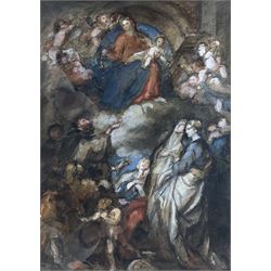 After Van Dyke (Dutch 1599-1641): Madonna del Rosario, 19th century watercolour study unsigned 34cm x 24cm 