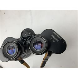 Carl Zeiss Jena Jenautic 7 x 50 binoculars, serial no. 4832985, together with a further Ross London 12 x 40 pair, both with cases