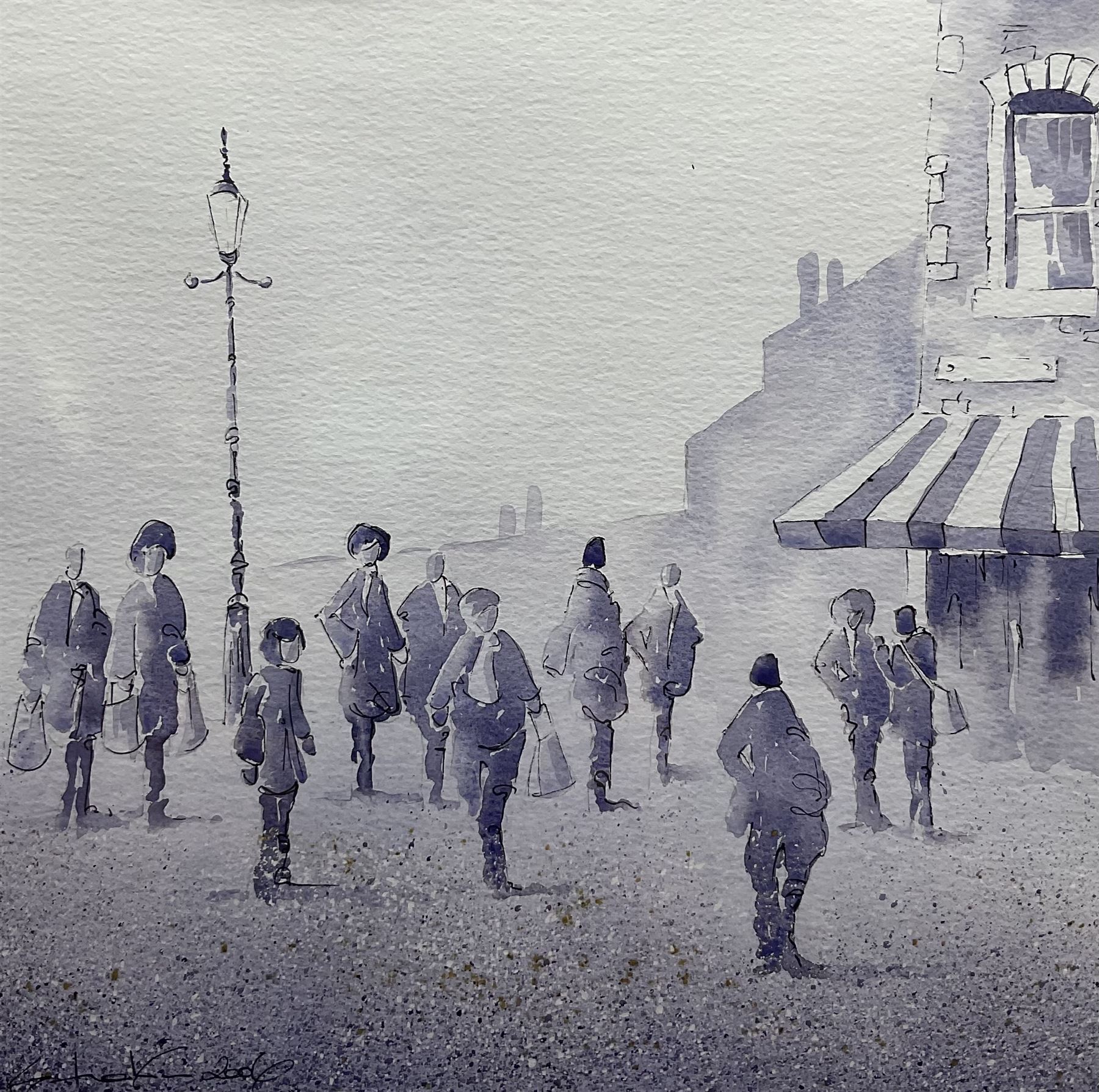 Chris Larkin (British 20th Century): 'Promenade', watercolour signed, dated 2006 and titled verso 27.5cm x 28cm