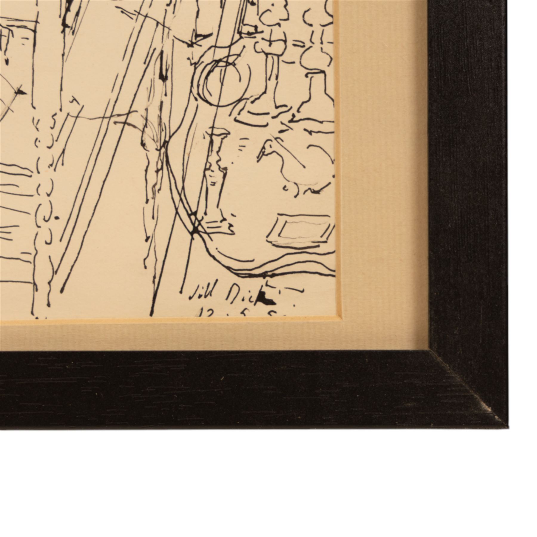 Jill Dickinson (British 20th Century): Interior Scenes, three ink and wash drawings, variously signed and dated '50, 26cm x 36cm (3)