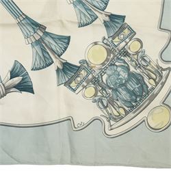 Hermes 'Egypte' silk scarf in blue and grey colourway, designed by Cathy Latham, 86cm x 90cm 