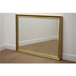  Large rectangular gilt frame bevel edge mirror (W112cm, H98cm) a narrow gilt leaf frame wall mirror (W35cm, H115cm) and rectangular mirror (3)  