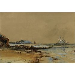 Frank Henry Mason (Staithes Group 1875-1965): Scarborough from Cornelian Bay & Sailing Vessels off the Scarborough Coast, pair watercolours signed 23cm x 34cm (2)