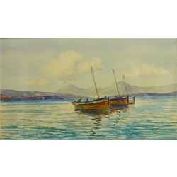  Peter MacGregor Wilson (Scottish 1856-1928): Fishing Boats off the Isle of Mull, watercolour signed 29cm x 50cm  