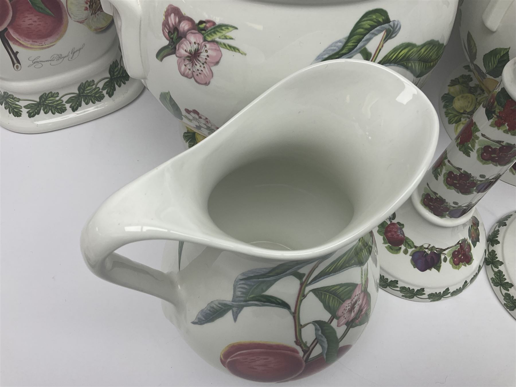 Three Portmeirion soup tureens with covers and ladles, together with vases, large bowls and other Portmeirion items