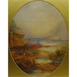 Scarborough from Cornelian Bay, oval watercolour by Frederick William Booty (British 1840-1924) signed and dated 1905,  49cm x 38cm   