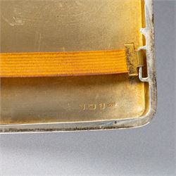 1920s silver cigarette case, with engine turned decoration and engraved monogram, hallmarked John Henry Wynn, Birmingham 1929