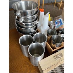 Stainless steel bar buckets, measuring cups, shaker, white sulphite bags, takeaway bags, bamboo shot paddles etc- LOT SUBJECT TO VAT ON THE HAMMER PRICE - To be collected by appointment from The Ambassador Hotel, 36-38 Esplanade, Scarborough YO11 2AY. ALL GOODS MUST BE REMOVED BY WEDNESDAY 15TH JUNE.