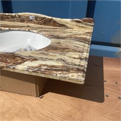 Marble and glazed bathroom sink with chrome pop up drain - THIS LOT IS TO BE COLLECTED BY APPOINTMENT FROM DUGGLEBY STORAGE, GREAT HILL, EASTFIELD, SCARBOROUGH, YO11 3TX