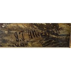 John Taylor Allerston (British 1828-1914): Beached Steam/Sail Vessel at Flamborough, oil on canvas signed and dated 189?, 26cm x 37cm