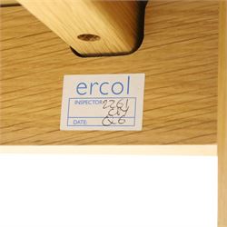 Ercol - 'Artisan' light oak extending dining table, rectangular top with canted corners, with stowable leaf extending the table to 193cm, shaped faceted supports