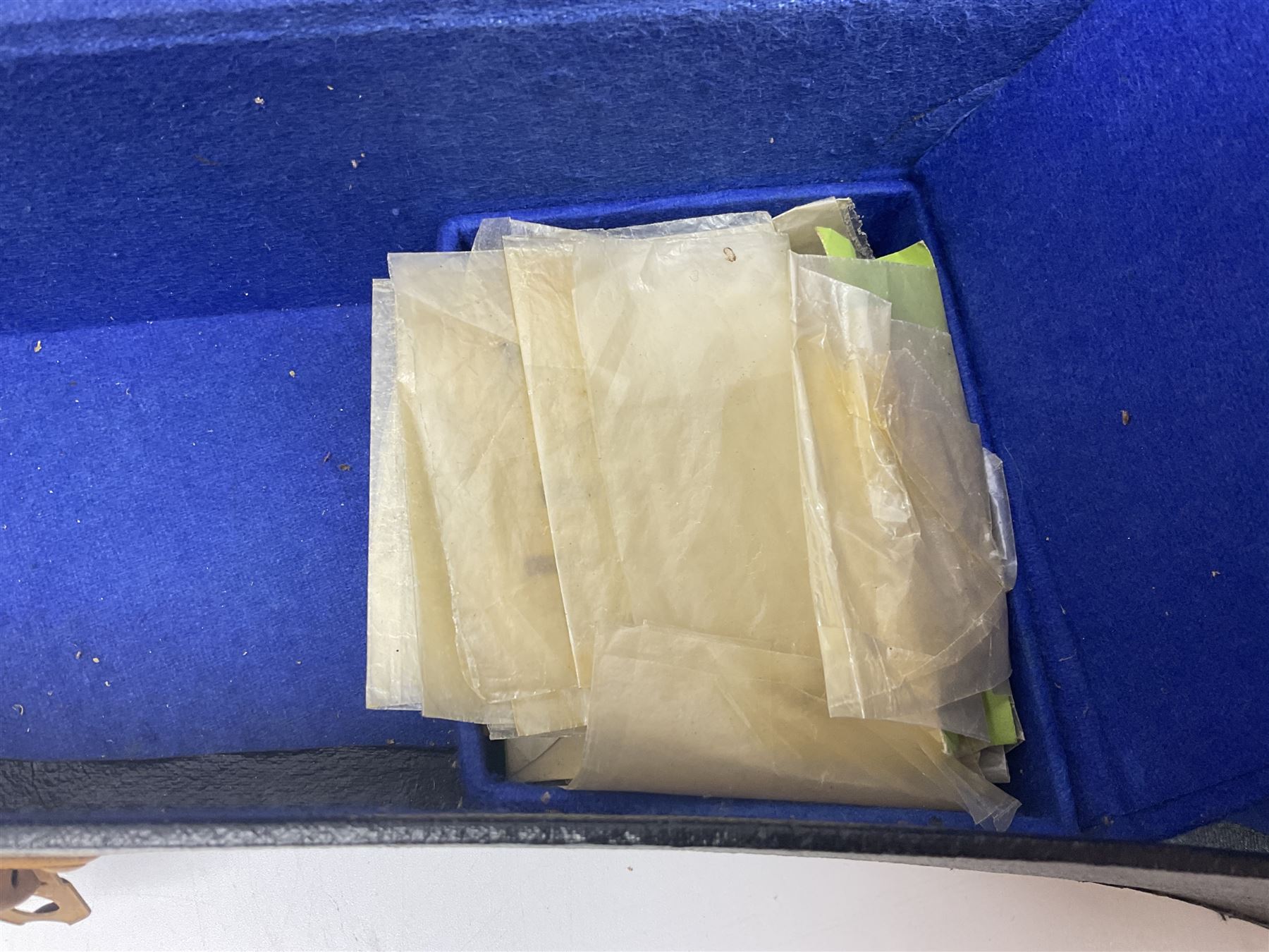 John Grey & Sons banjolele with unusual all over mottled blue and silver textured finish L57cm; in carrying case