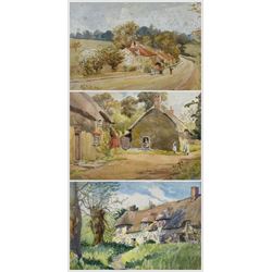 Alfred Henry Hart (British 1866-1953): Countryside Cottage Scenes, set of three watercolou...