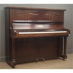  Chappell mahogany cased upright piano, iron framed and overstrung, W147cm, H126cm, D60cm  