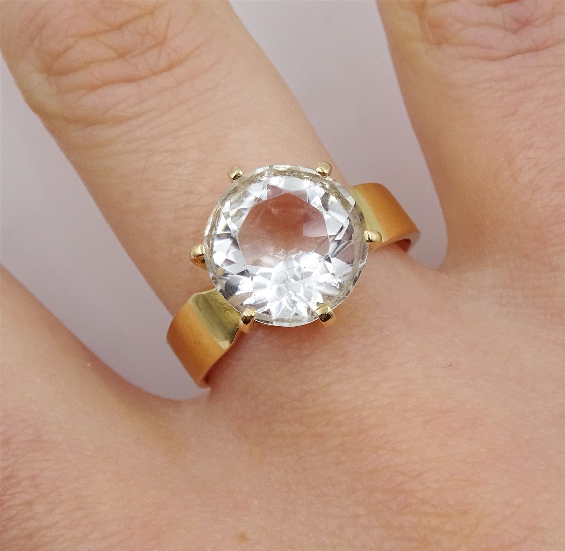 Swedish 18ct gold single stone rock crystal ring by Bengt Hallberg, stamped 18K 