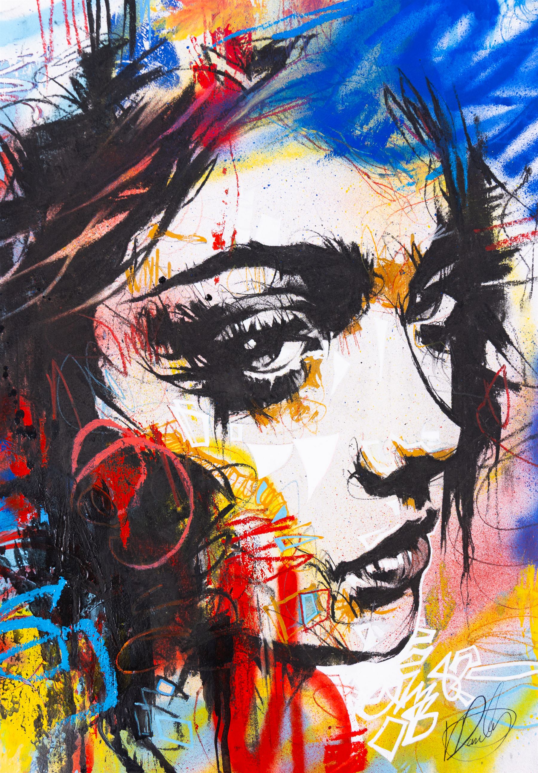 Vin Dantes (Contemporary): Chromazephyr, charcoal and acrylic on paper signed 42cm x 30cm (unframed)