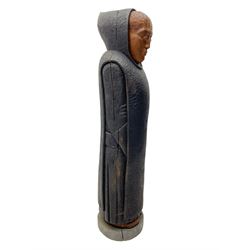 John Bunting FRBS, FRCA (1927-2002): Carved sculpture of a standing Monk in ebonised robes