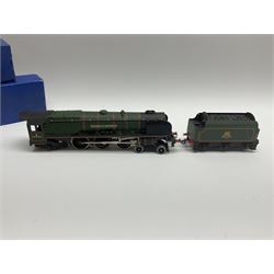 Hornby Dublo - three-rail Duchess Class 4-6-2 locomotive 'Duchess of Montrose' No.46232 with instructions and tested tag in blue striped box; and separate D12 tender in plain mid-blue box (2)