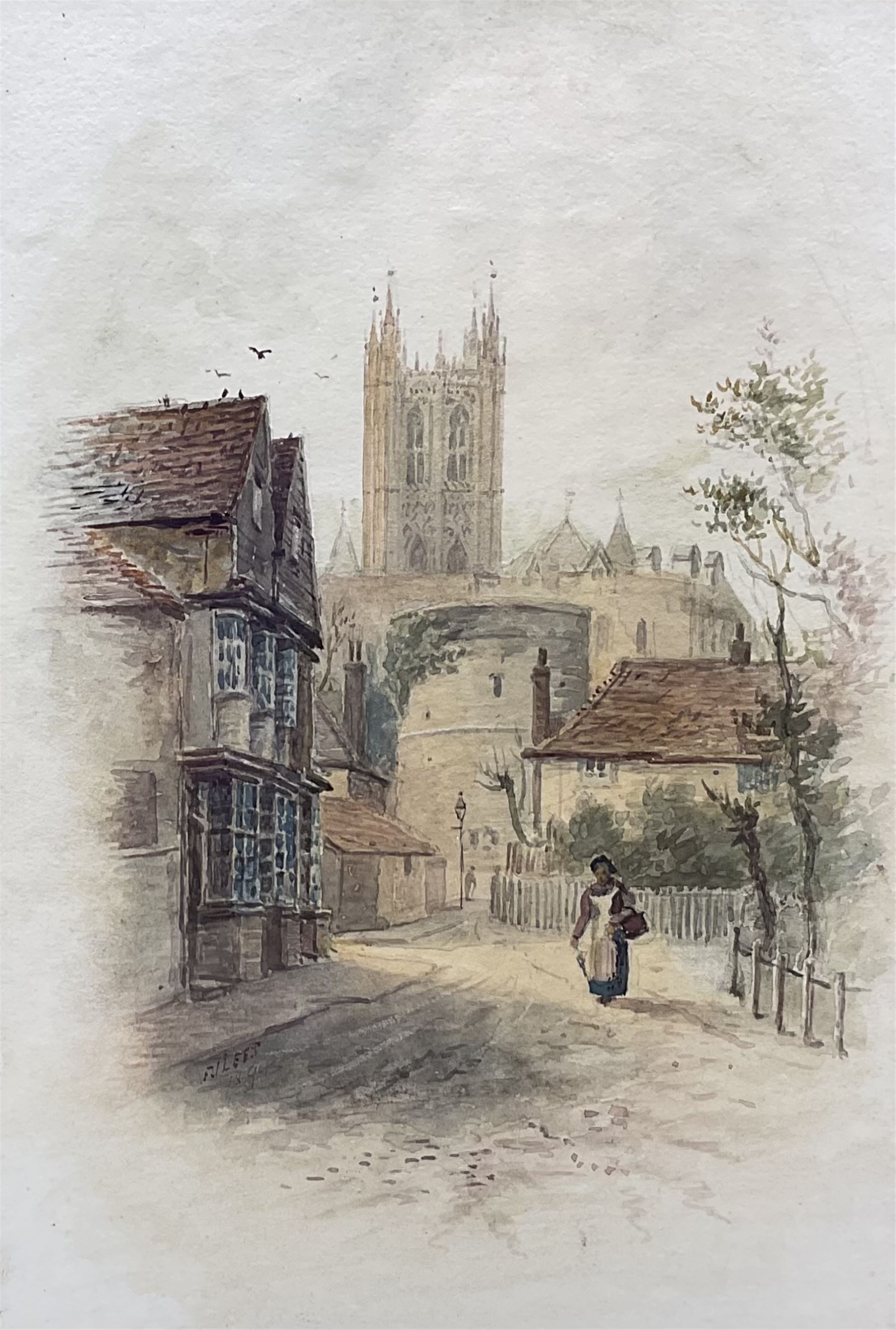 Frederick John Lees (British fl. 1870-1900): 'Lady Wotton's Green - Canterbury' and 'The King's River - Canterbury', pair watercolours signed and dated 1894, 26cm x 18cm (2)